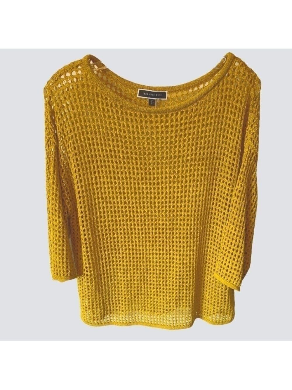 MELANIE LYNE Open Knit Sweater Crew Neck Size Small